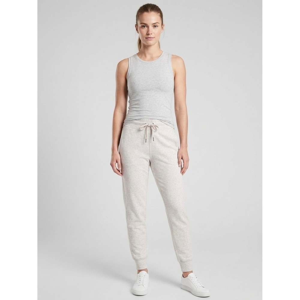 Athleta Balance Jogger Pants Oatmeal Heather Gray Tencel Blend Womens Small
